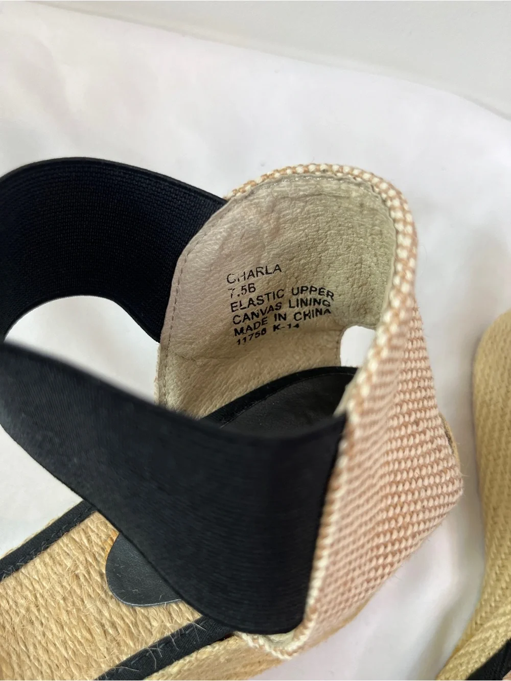 Lauren Ralph Lauren Charla Espadrille Wedge Sandals Black Ankle Strap Size 7.5B